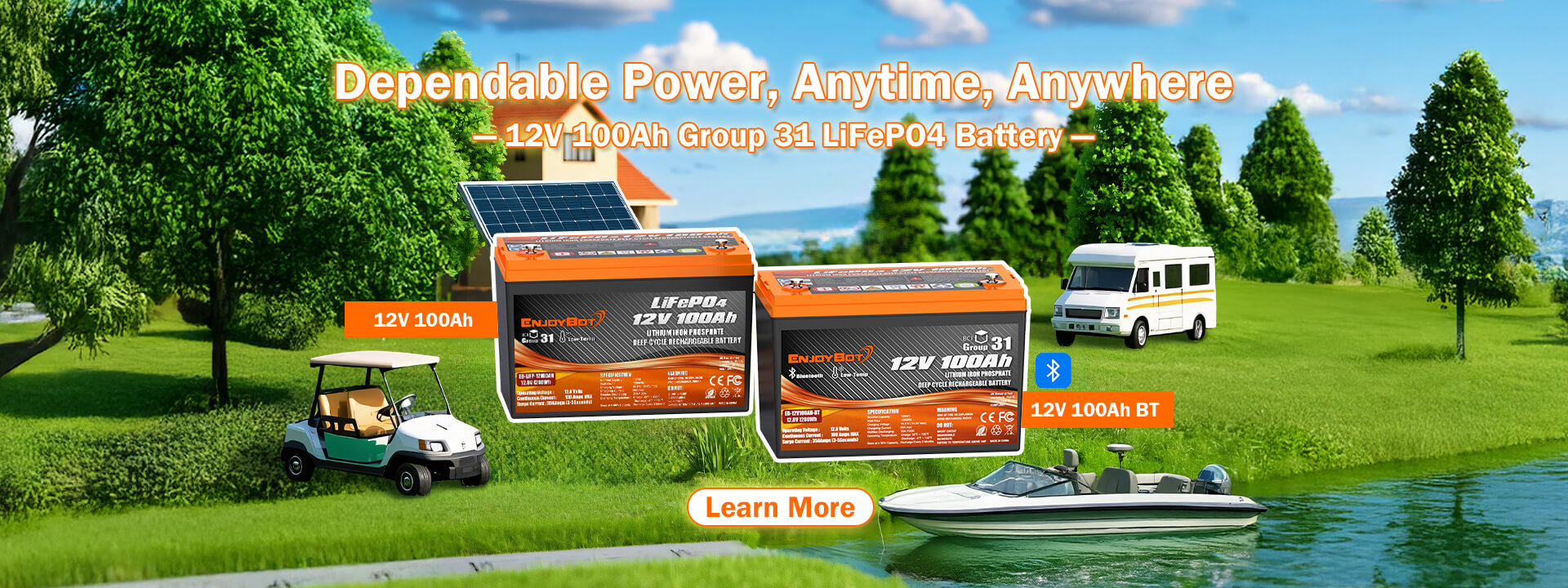 Enjoybot 12V 100Ah Lithium Battery Group 31 Battery