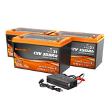 Enjoybot 36V Lithium Golf Cart Battery Set - 150Ah Group 31 Battery with 43.8V 13A Charger