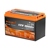 [NEW LAUNCH] Enjoybot 12V 100AH Bluetooth Group 31 LiFePO4 Lithium Battery with Low-Temp Protection, 1280Wh, 100A BMS