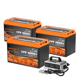 Enjoybot 12V 100Ah Bluetooth Lithium Battery_3 Pack+43.8V 12A Charger