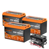 Enjoybot 36V 100Ah LiFePO4 Lithium Golf Cart Battery Set - 3 Batteries