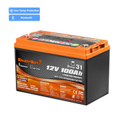 Enjoybot 12V 100Ah BT LiFePO4 Lithium Battery with Bluetooth & Low-Temp Protection, 1280Wh, 100A BMS