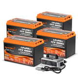 Enjoybot 12V 100Ah Group 31 Lithium Battery_4Pack+58.4V 10A Charger xym