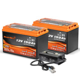 Enjoybot 12V 150Ah Self-Heating & Bluetooth Lithium Battery_2 Pack+14.6V 40A Charger