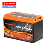 Enjoybot 12V 150Ah Group 31 LiFePO4 Lithium Battery with Bluetooth & Self-Heating, 1920Wh, 150A BMS