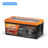 Enjoybot 12V 200Ah LiFePO4 Lithium Battery with Low-Temp Protection, 2560Wh, 200A BMS