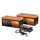 Enjoybot 12V 200Ah Self-Heating LiFePO4 Lithium Battery 2 Pack+14.6V 40A Charger