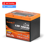 Enjoybot 12V 100Ah Group 24 Bluetooth LiFePO4 Lithium Battery With Self-Heating, 1280Wh, 100A BMS