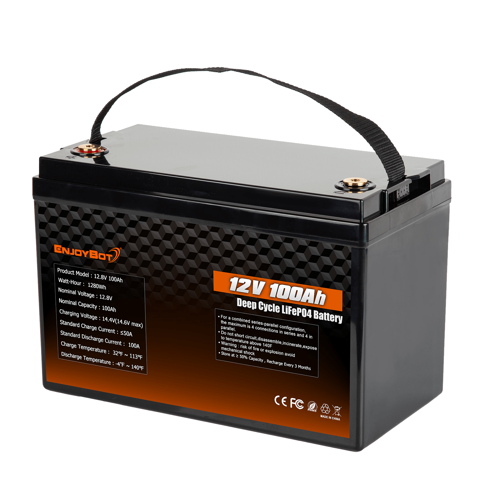 Enjoybot 12V 100Ah LiFePO4 Battery – Special Limited-inventory Edition | Final Clearance