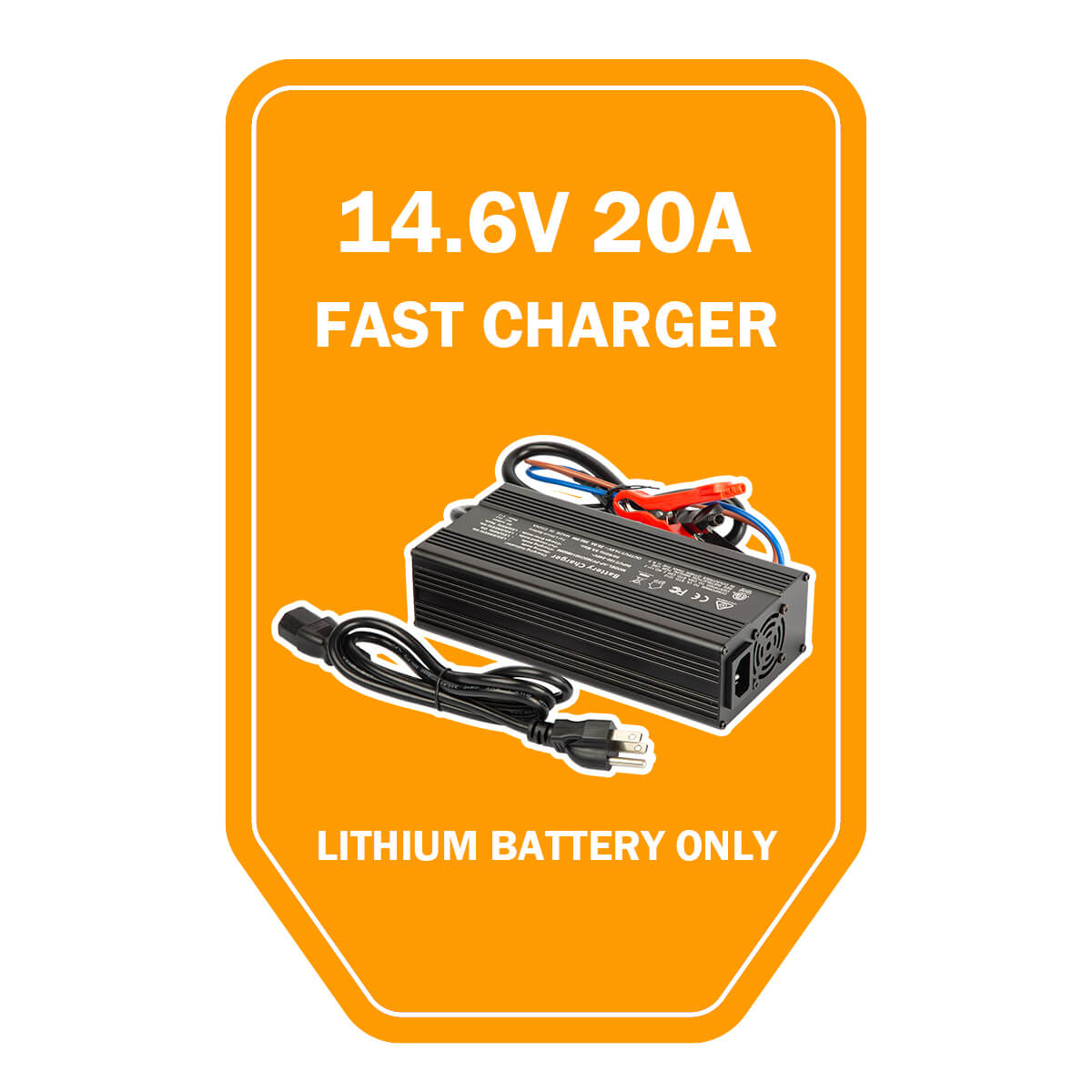 Enjoybot 14,6 V-20 A LiFePO4 Lithium-Batterie-Ladegerät, Krokodilklemmen