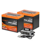 Enjoybot 24V 50AH Group 24 LiFePO4 Lithium Battery With Self-Heating, 1280Wh, 120A BMS