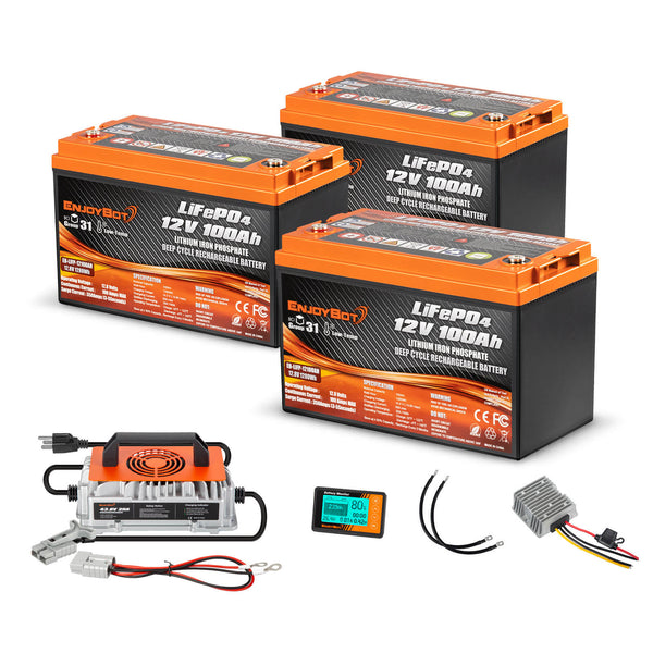 Enjoybot 36V 100Ah Golf Cart Lithium Battery Conversion Kit - 3 Batteries