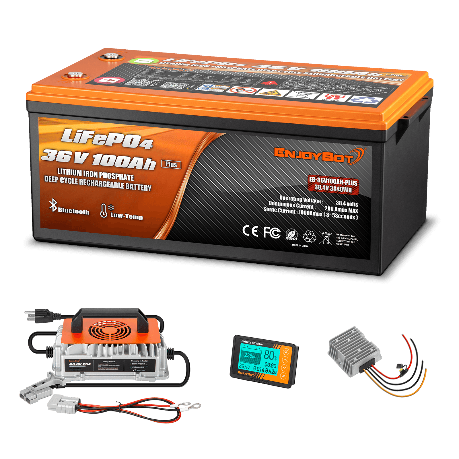 Enjoybot 36V 100Ah Lithium Golf Cart Battery Conversion Kit (Upgraded to 200A BMS Plus Version)