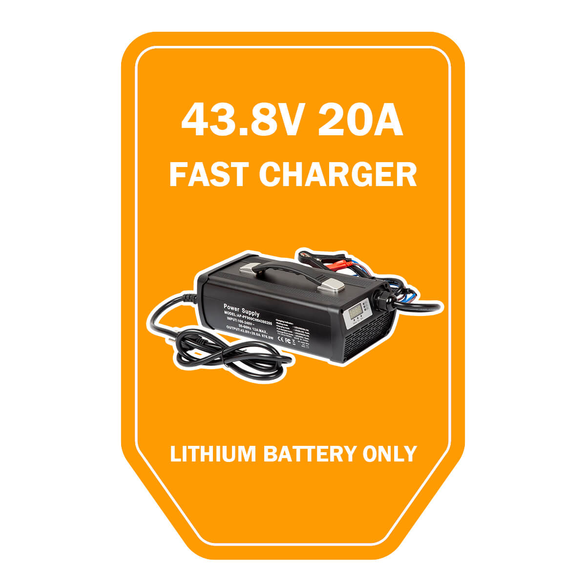 Enjoybot 43.8V 20A LiFePO4 Lithium Battery Charger for 36 Volt Battery with Alligator Clips, 0V Charging Activation