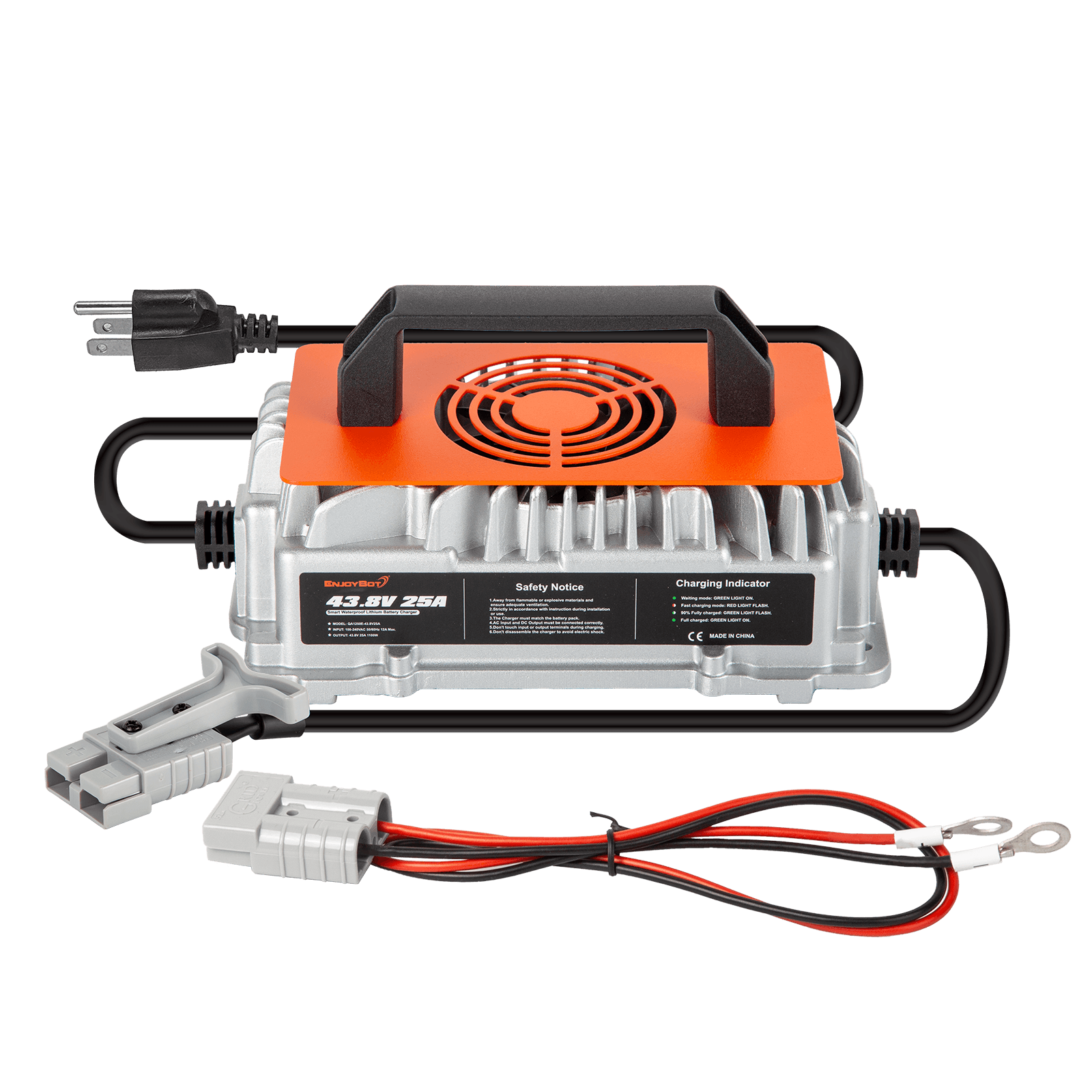 Enjoybot 43.8V 25A Waterproof Mountable LiFePO4 Lithium Battery Charger for 36V Lithium Battery