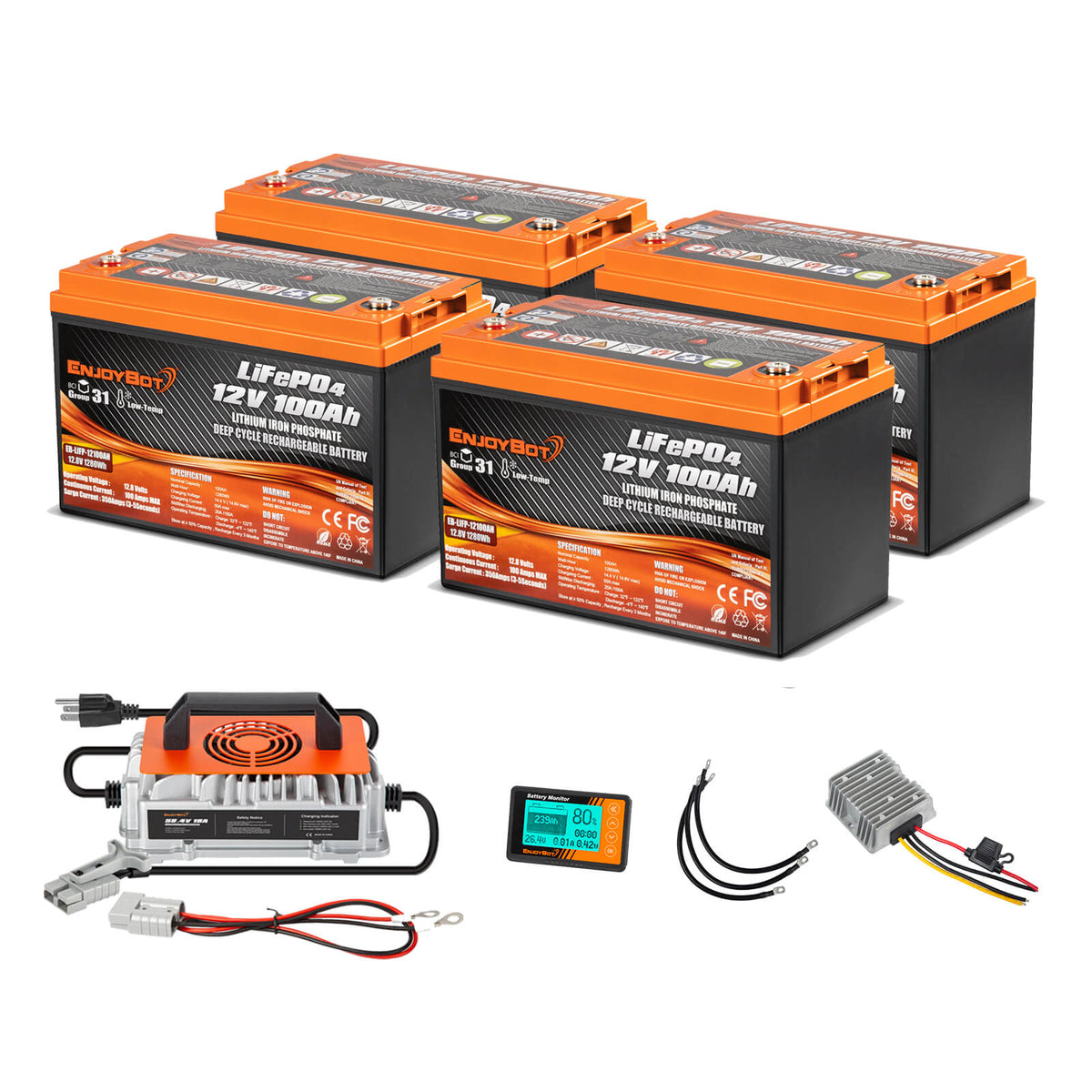 Enjoybot 48V 100Ah Golf Cart Lithium Battery Conversion Kit - 4 Batter ...