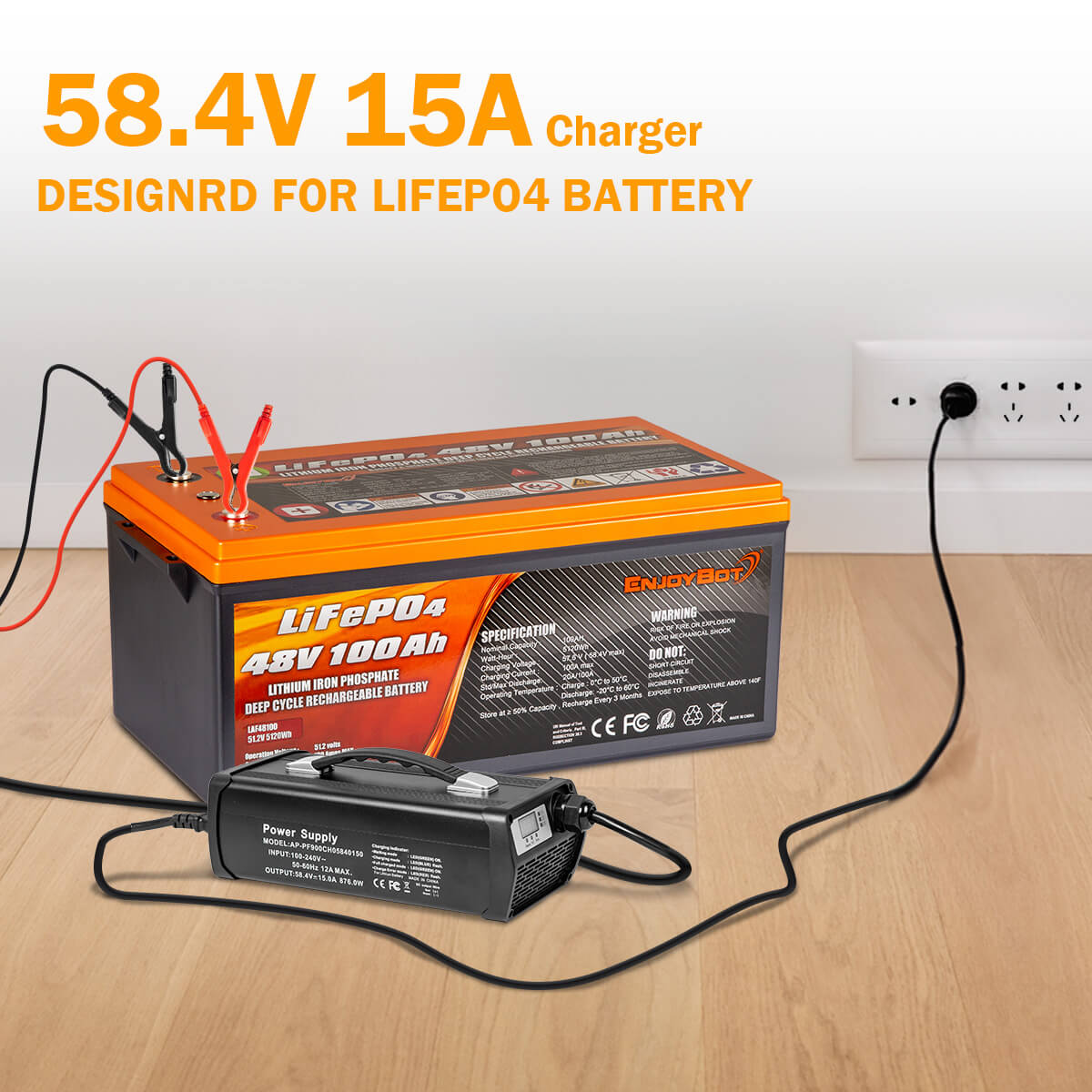CHINS Bluetooth LiFePO4 Smart 48V 100AH Lithium Battery+ 48V 10A Lithium  Battery Charger for Golf Cart 
