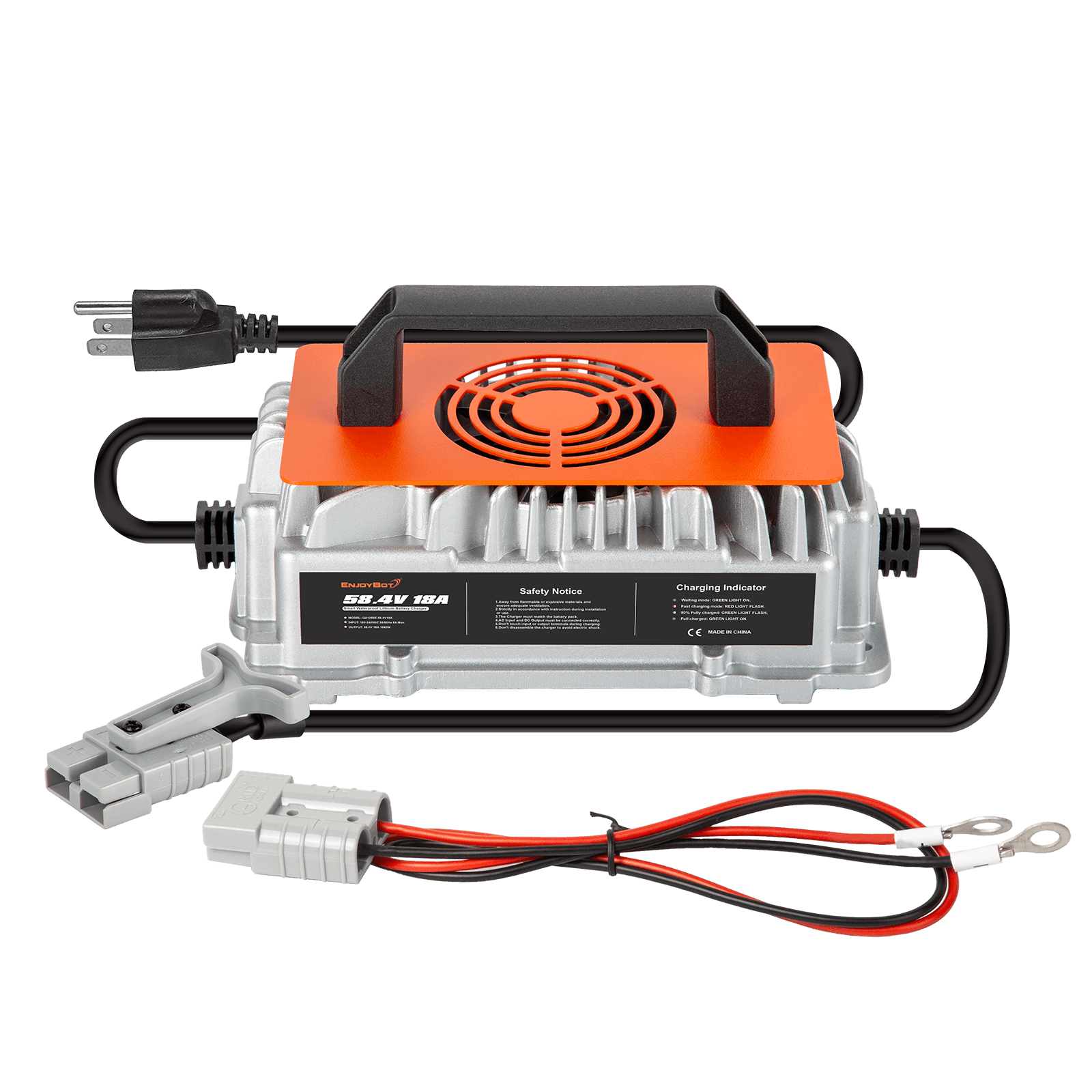 Enjoybot 58.4V 18A Waterproof Mountable LiFePO4 Lithium Battery Charger For 48V Lithium Batteries