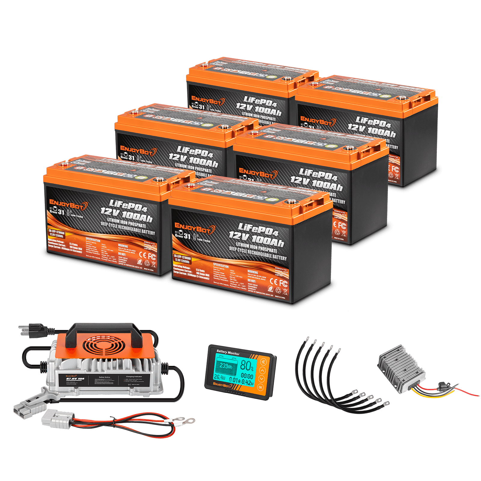 Enjoybot 72V 100Ah Golf Cart Lithium Battery Conversion Kit - 6 Batteries