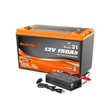 Enjoybot 12V 150Ah Group 31 LiFePO4 Lithium Battery With Self-Heating, 1920Wh, 150A BMS