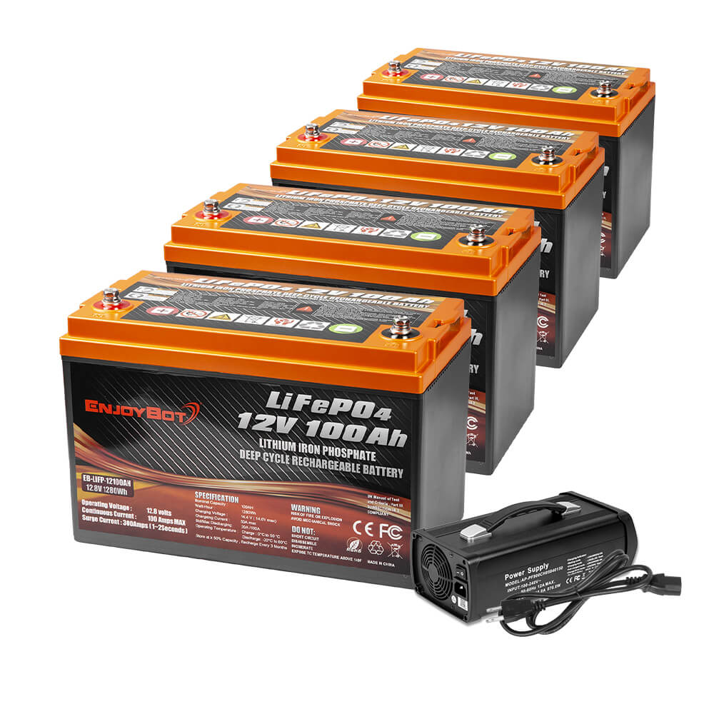 Enjoybot LiFePO4 Golf Cart Battery 48v 100ah Lithium Battery + Dedicated 15A battery charger