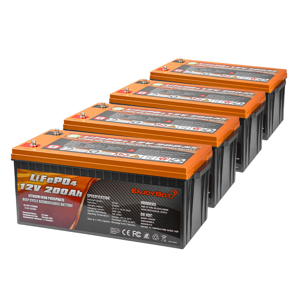 Enjoybot 12v 200ah LiFePO4 Battery 4 Pack