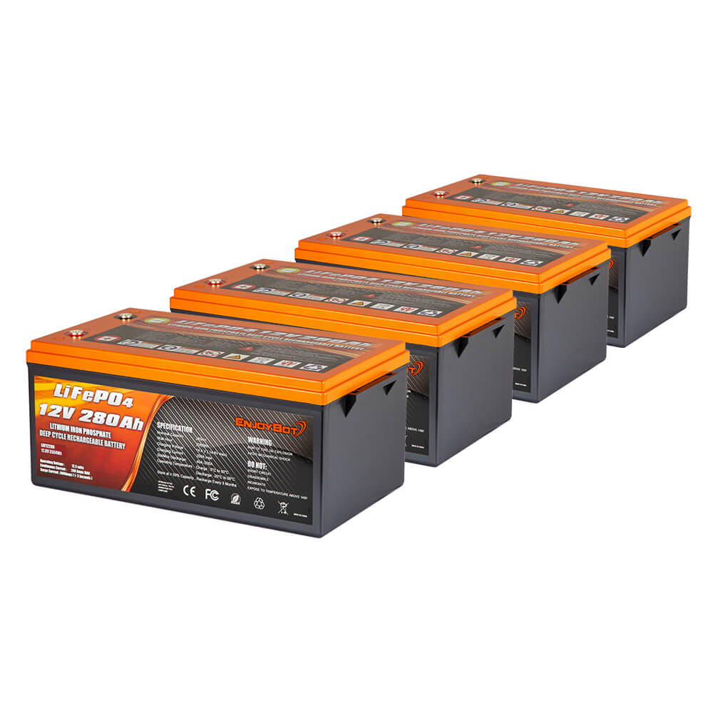 Enjoybot 12v 280ah LiFePO4 Battery 4 Pack