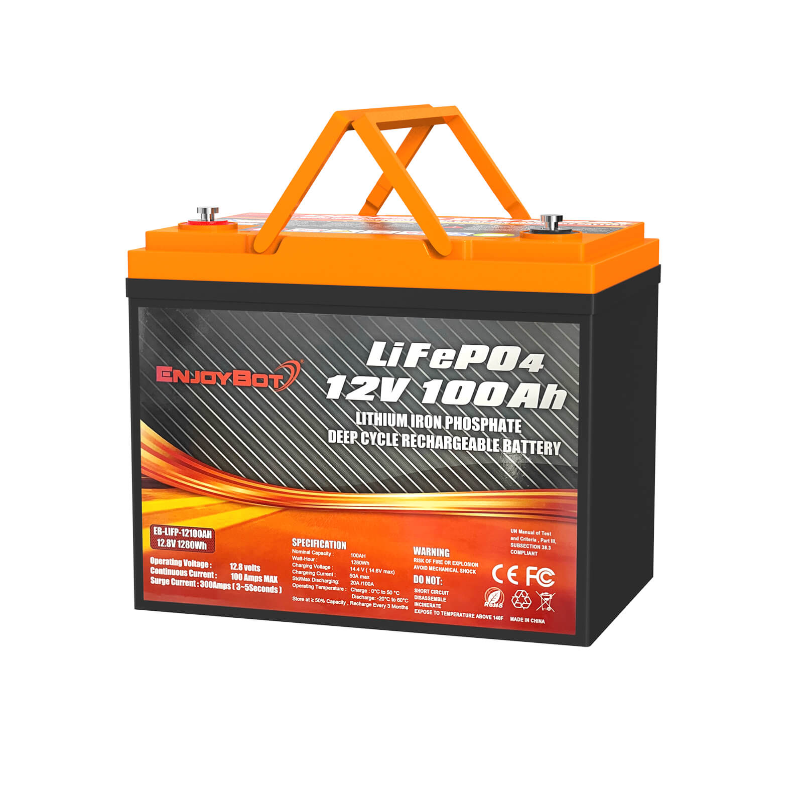 Enjoybot 12V 100Ah Mini LiFePO4 Lithium Battery Group 24 Battery