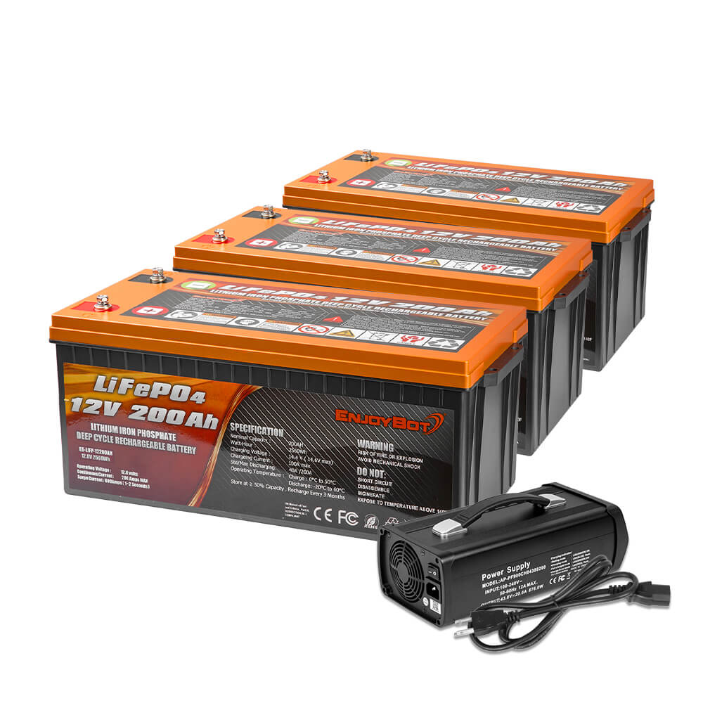 Enjoybot Lithium-Batterie 36 V 200 Ah für Marine Trolling-Motor Deep Cycle  Hoch- und Niedertemperaturschutzbatterie 7680 Wh – 3 Batterien - US