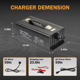 Enjoybot 14.6V (12V) 40A Dual-Purpose Lithium Battery Charger - Demension