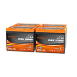 Enjoybot 24V 50Ah Group24 Self-Heating LiFePO4 Lithium Battery 4 Pack