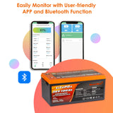 ENJOYBOT Bluetooth 36V 100AH 3840Wh Smart Lithium Battery High & Low Temp Protection Deep Cycle Rechargeable - Peak Current 500A Perfect For Golf Cart/Trolling Motor