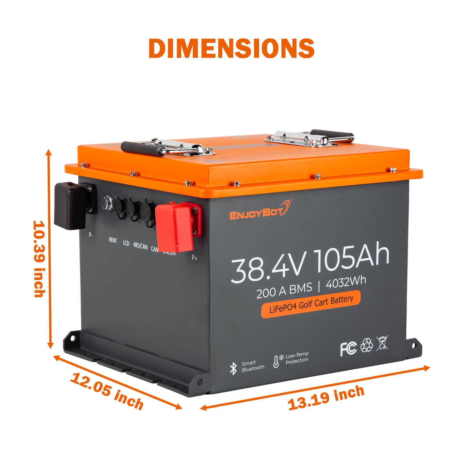 Enjoybot 36V (38.4V) 105AH Lithium Golf Cart Battery Conversion Kit with Bluetooth, 200A BMS, All-in-one Kit