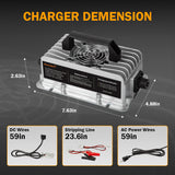 Enjoybot 43.8v 12A lithium battery charger - demension