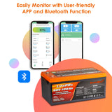 ENJOYBOT 48V 100AH 5120Wh Bluetooth LiFePO4 Lithium Battery, High/Low-Temp Protection, Deep Cycle For Golf Cart/RV/Solar System