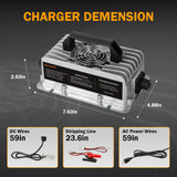 Enjoybot 58.4v 10A Lithium golf cart battery charger - demension