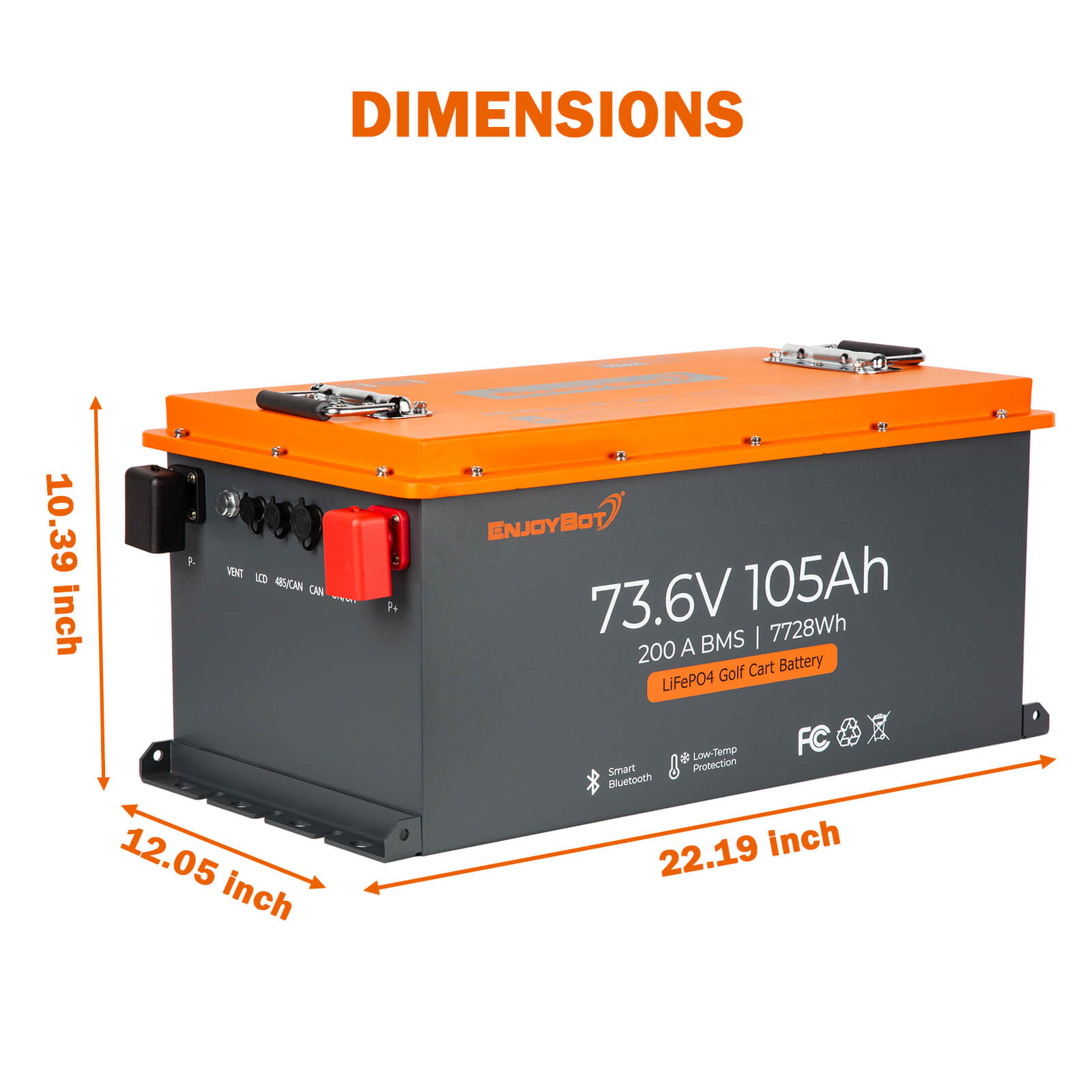 Enjoybot 72V (73.6V) 105AH Lithium Golf Cart Battery Conversion Kit with Bluetooth & 200A BMS, All-in-one Kit