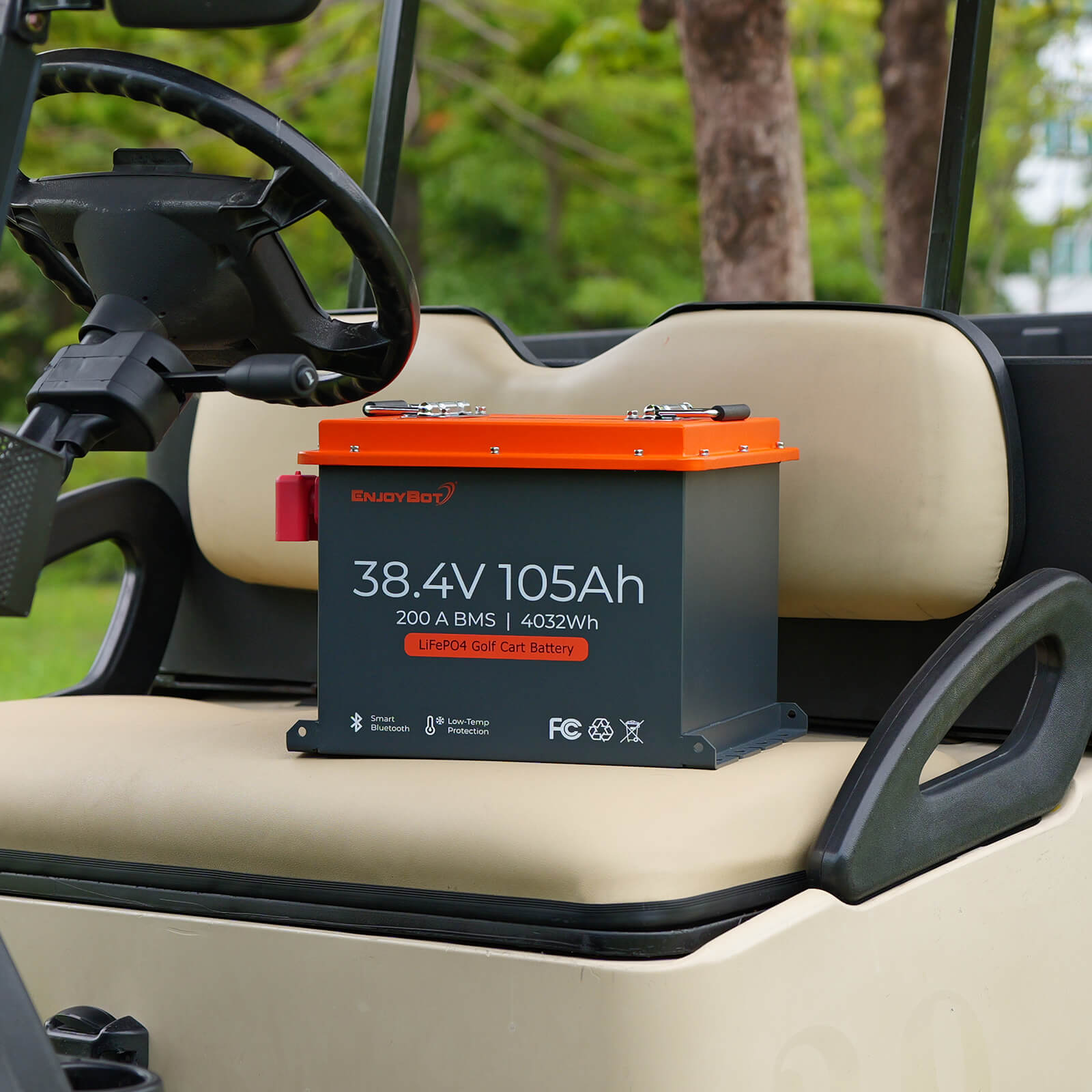 Enjoybot 36V (38.4V) 105AH Lithium Golf Cart Battery Conversion Kit with Bluetooth, 200A BMS, All-in-one Kit