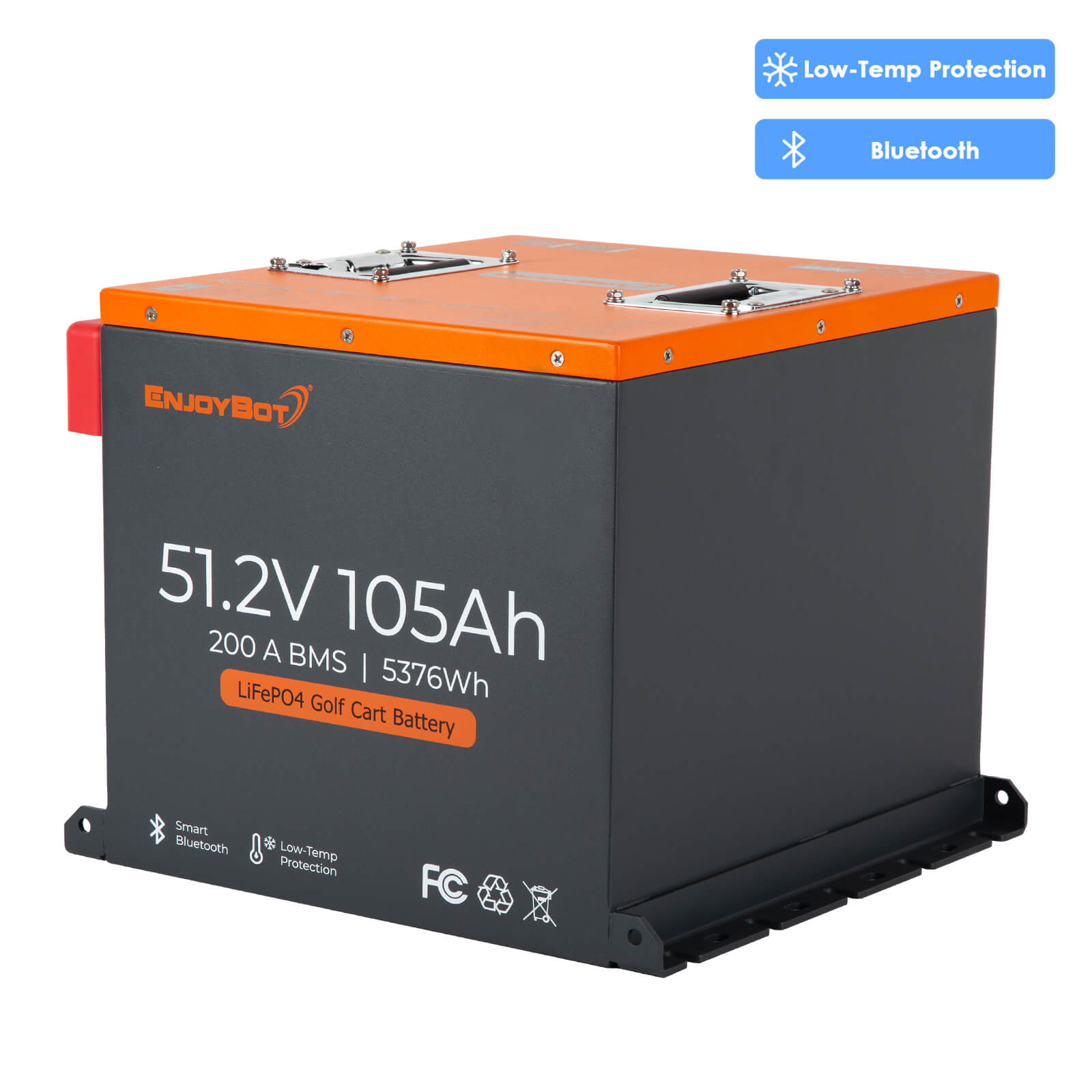 Enjoybot 48V (51.2V) 105AH Mini Lithium Golf Cart Battery Conversion Kit with Bluetooth, 200A BMS, All-in-one Kit
