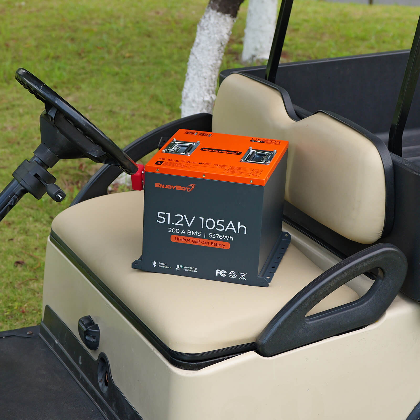 Enjoybot 48V (51.2V) 105AH Mini Lithium Golf Cart Battery Conversion Kit with Bluetooth, 200A BMS, All-in-one Kit