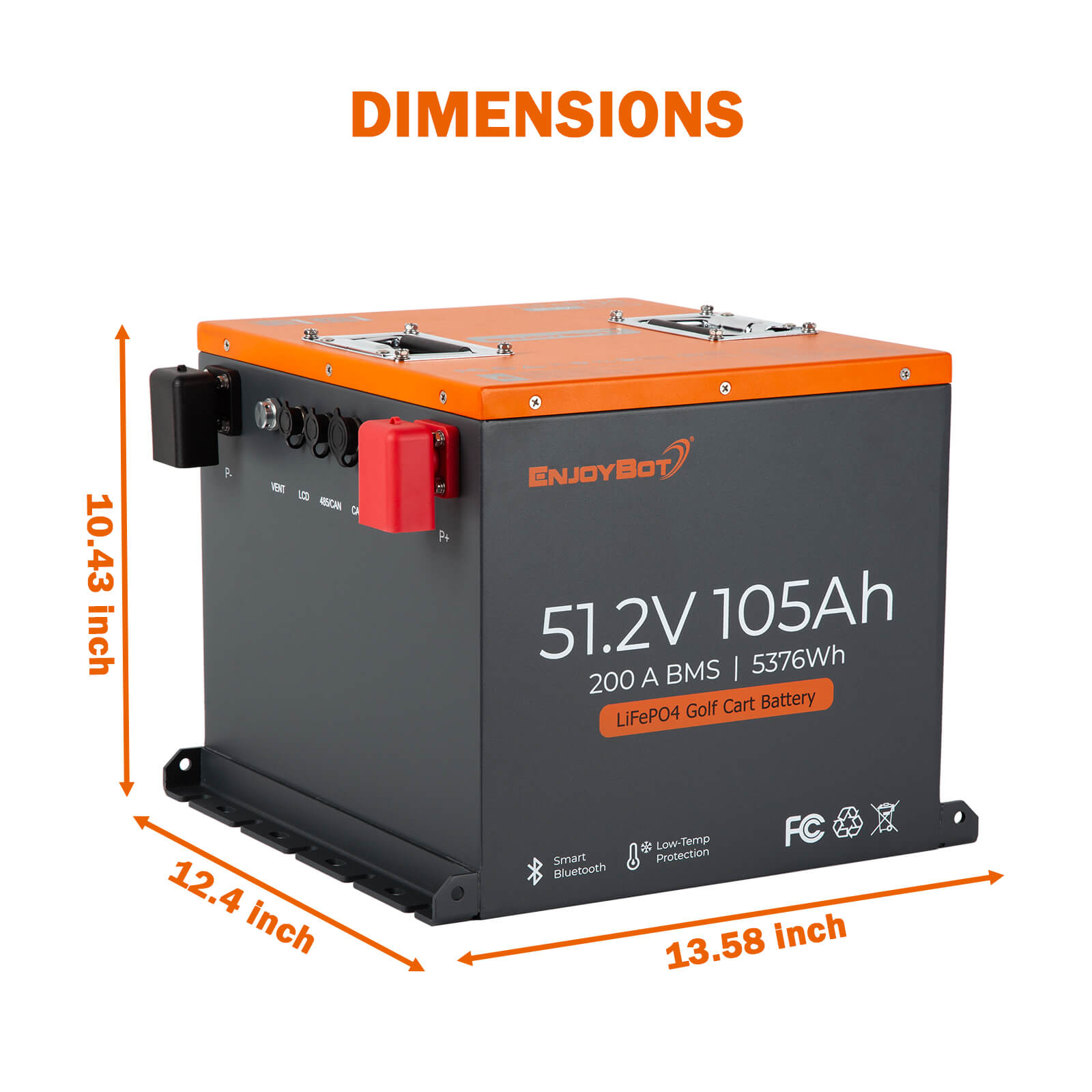 Enjoybot 48V (51.2V) 105AH Mini Lithium Golf Cart Battery Conversion Kit with Bluetooth, 200A BMS, All-in-one Kit