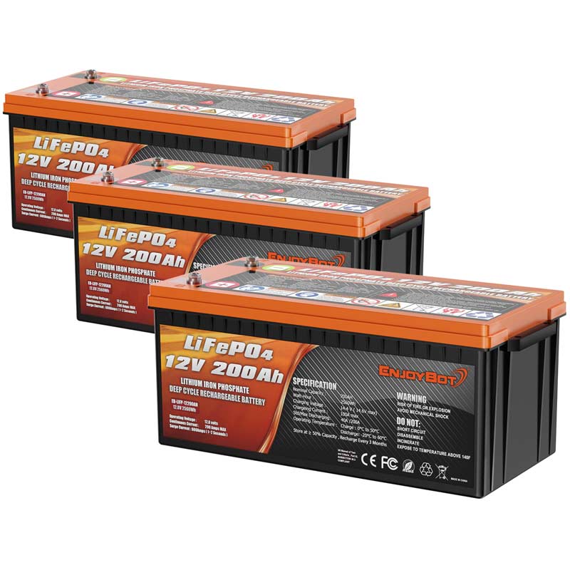 ENJOYBOT 12V 200AH LiFePO4 Lithium Battery High & Low Temp Protection –  Enjoybot Official Store