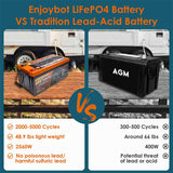 Enjoybot Lithium-Batterie, 24 V, 200 Ah, Hoch- und Tieftemperaturschutz, 5120 Wh für Van/Wohnmobil/Camping – 2 Batterien